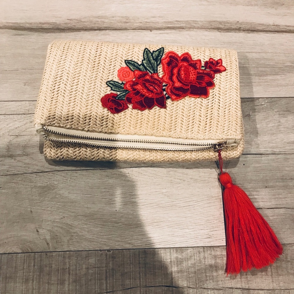 Lulus Into Bloom Cream Embroidered Clutch
